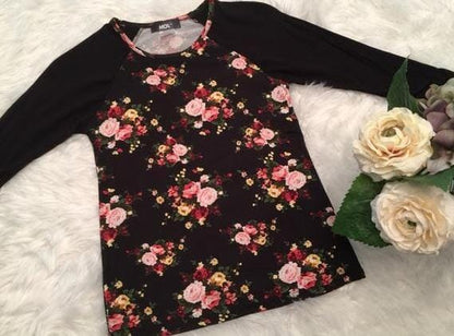 Girls Floral Top | Long Sleeve Rose Print Shirt | Spring Floral Print Top Tops MomMe and More 