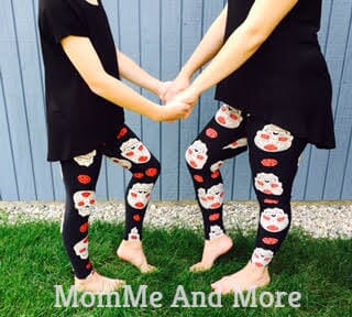 Womens Skull Leggings | Sugar Skull Rose Leggings | Yoga Pants | Footless Tights | No-Roll Waistband Leggings MomMe and More 