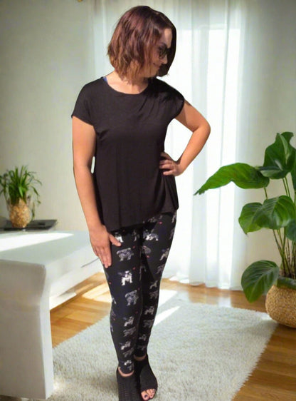 Womens Multi-Breed Dog Leggings, Soft Yoga Pants, Sizes 0-20, Yoga Waist, Black/Multi Leggings MomMe and More 