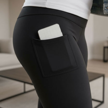 Womens Black Pocket Leggings - High Waisted - Buttery Soft - Yoga Pants - Solid Black Leggings Leggings MomMe and More 