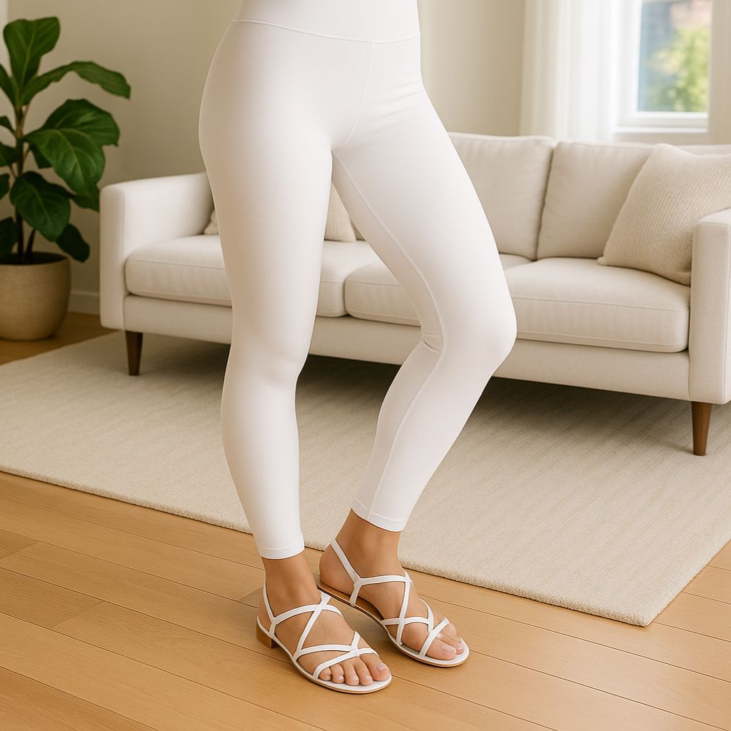 Womens White Leggings - High Waisted - Buttery Soft - Solid White Leggings MomMe and More S White Yoga Waist