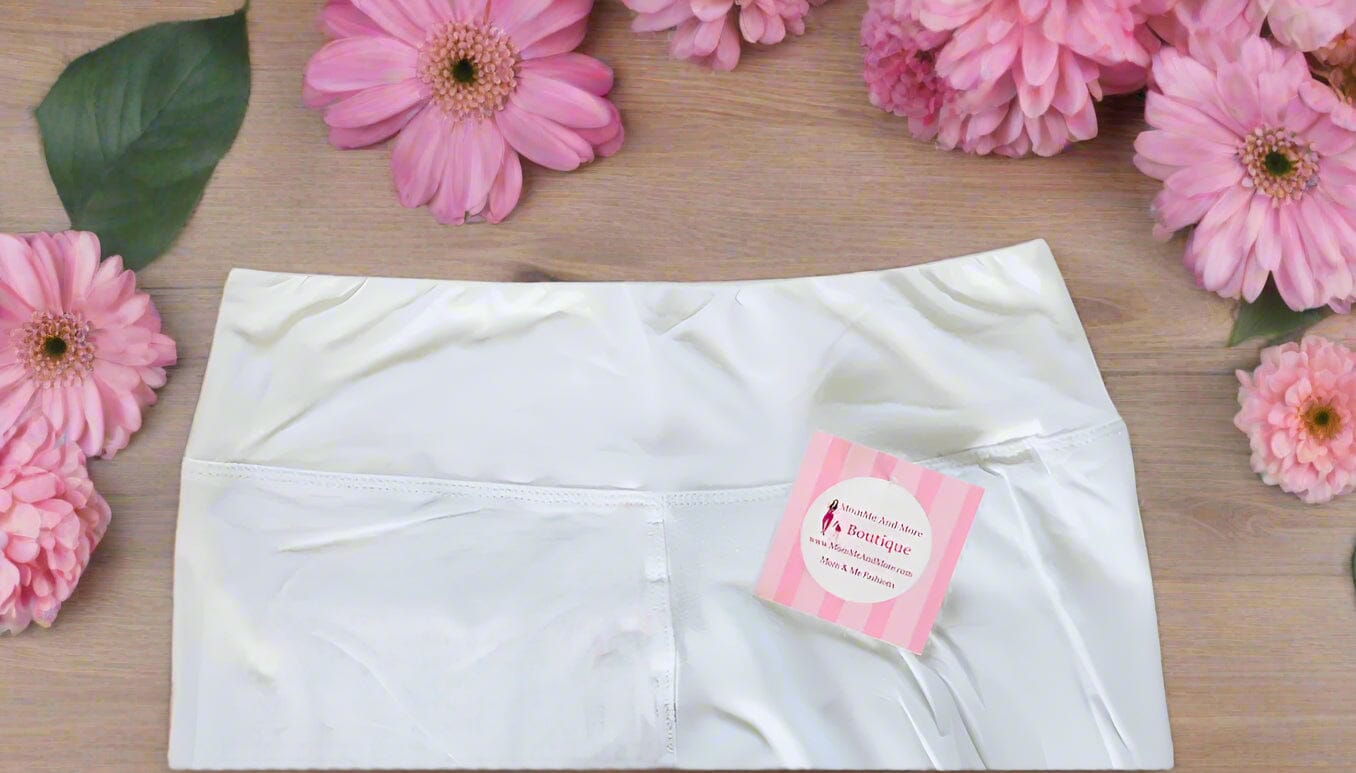 Womens Solid White Leggings, Soft Yoga Pants, Sizes OS/TC, Yoga Waist, Exclusive Leggings Leggings MomMe and More 