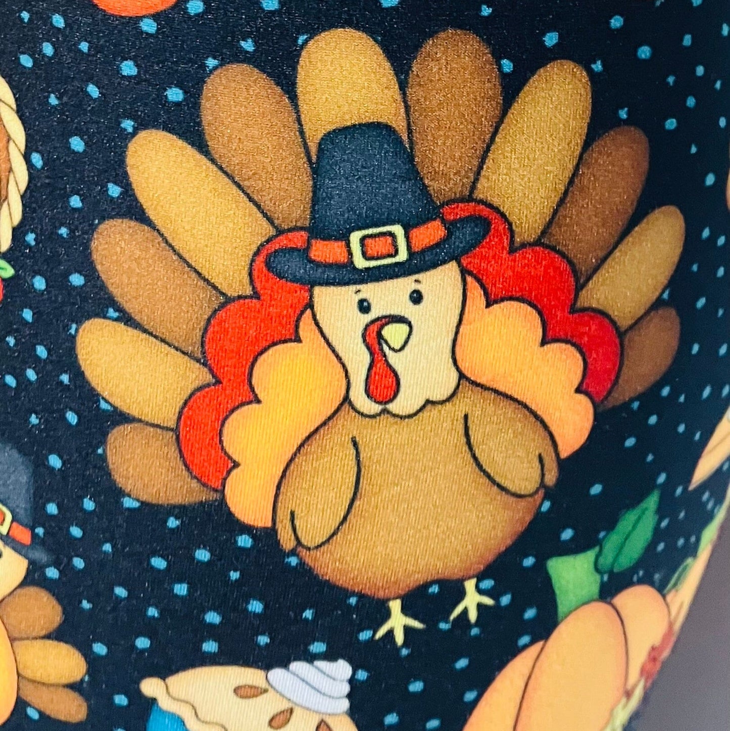 Womens Turkey Dinner Leggings, Fall Thanksgiving Leggings, Sizes 0-20, Brown/Multi, Yoga Waist, Exclusive Leggings Leggings MomMe and More 