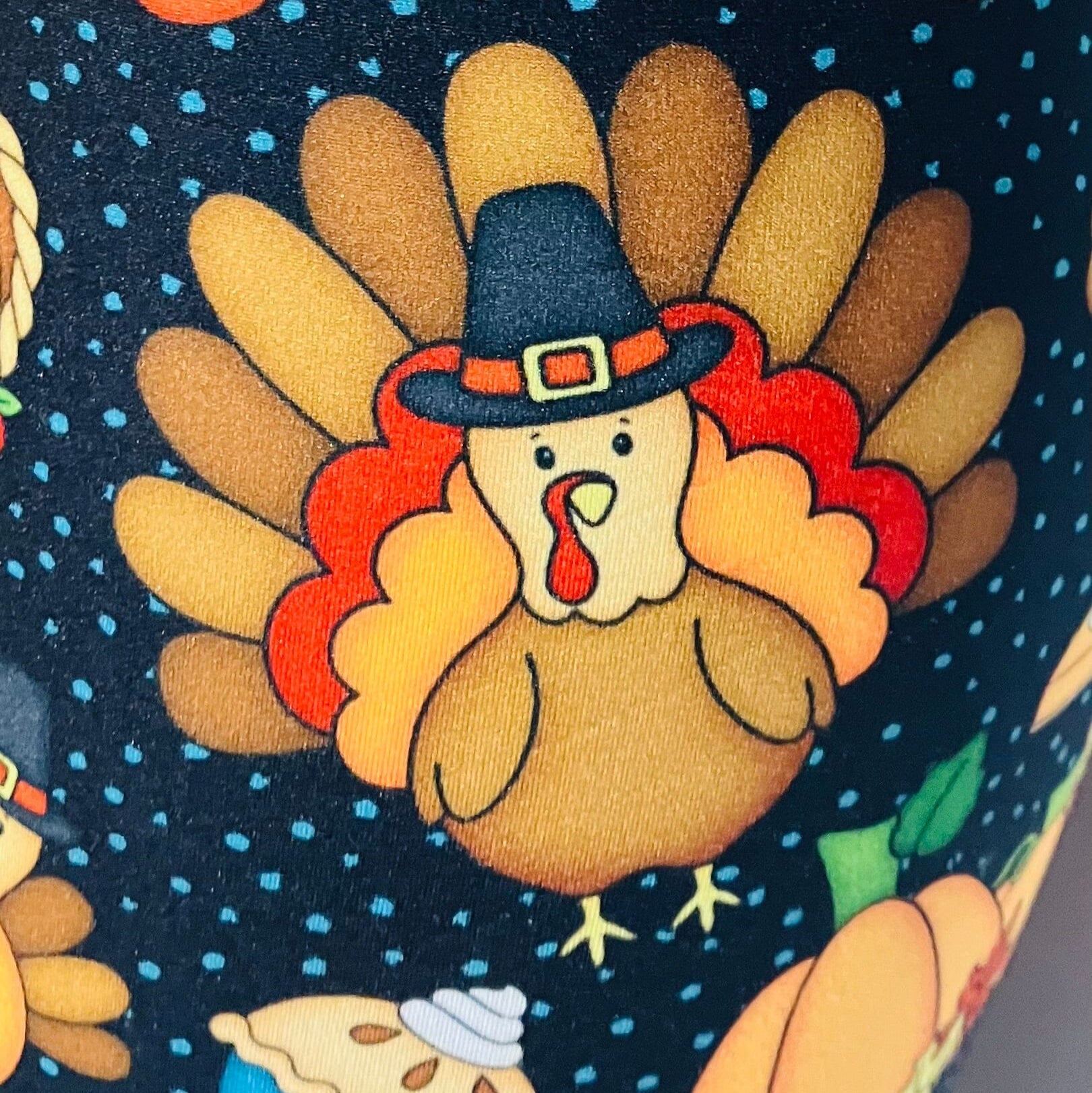 Womens Turkey Dinner Leggings, Fall Thanksgiving Leggings, Sizes 0-20, Brown/Multi, Yoga Waist, Exclusive Leggings Leggings MomMe and More 