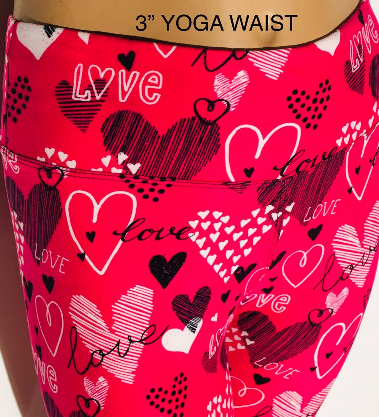 Womens Heart Leggings | Pink Leggings | Yoga Pants | Footless Tights | Yoga Waistband Leggings MomMe and More 