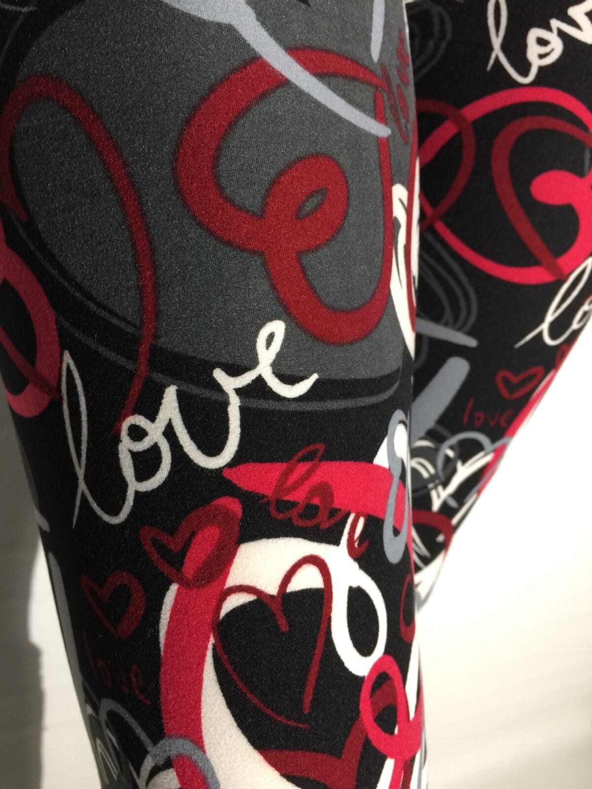 Womens Valentines Day Heart Leggings, Soft Yoga Pants, Sizes 0-20, Yoga Waist, Black/Red Leggings MomMe and More 
