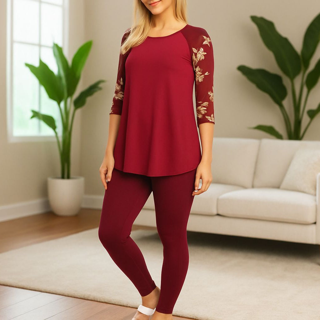 Womens Maroon Leggings - High Waisted - Buttery Soft Leggings MomMe and More 