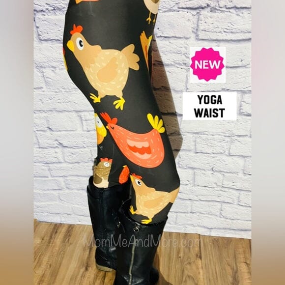 Leggings For Women, Chicken Printed Leggings: Yoga Waist Leggings MomMe and More 