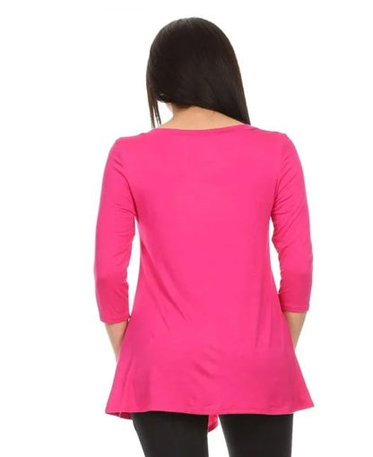 Womens High-Low Pink Shirt | Side Button Long Tunic Top Tops MomMe and More 