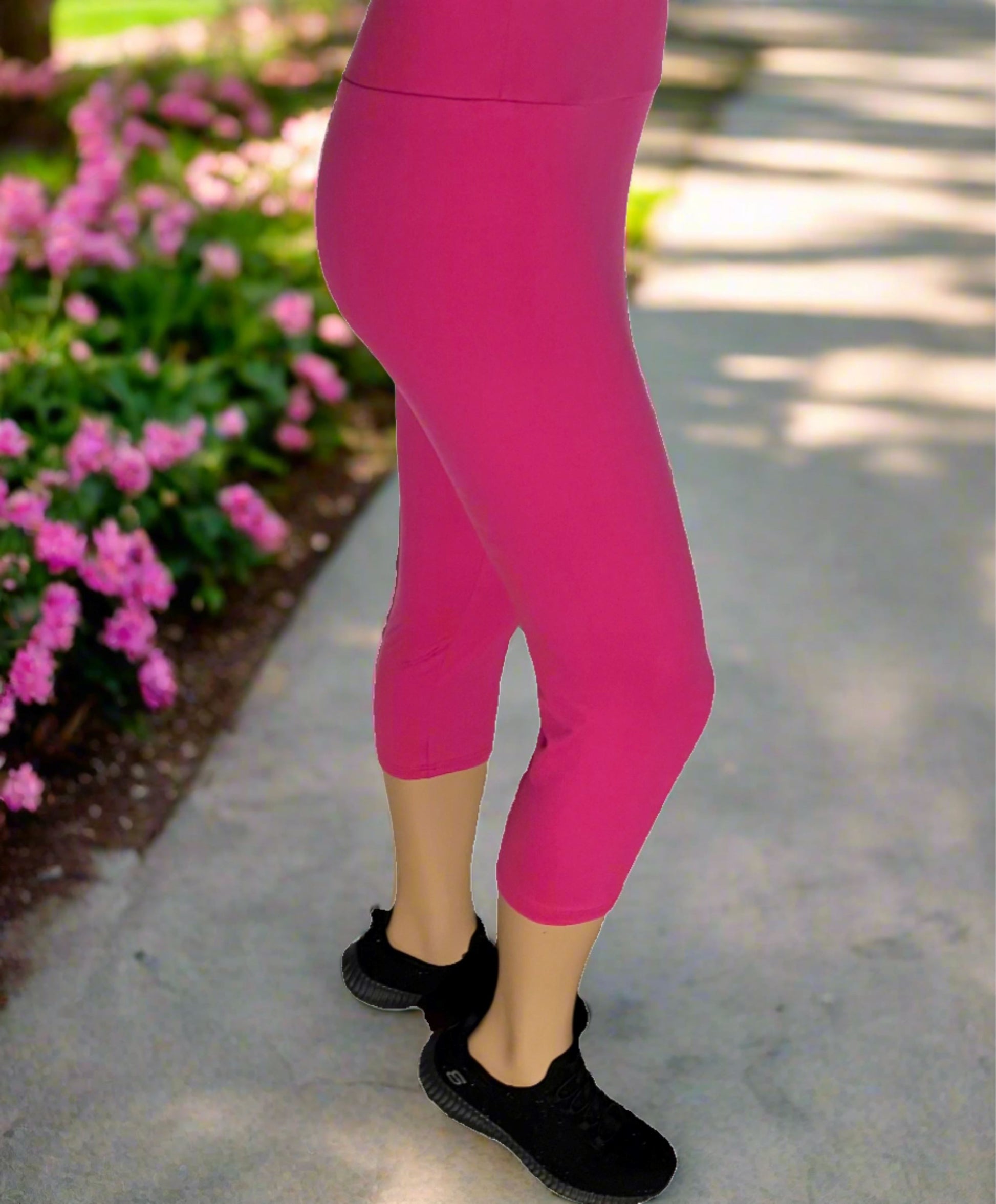 Womens Pink Capri Leggings, Soft Yoga Pants, Sizes 0-20, Exclusive Leggings Leggings MomMe and More 