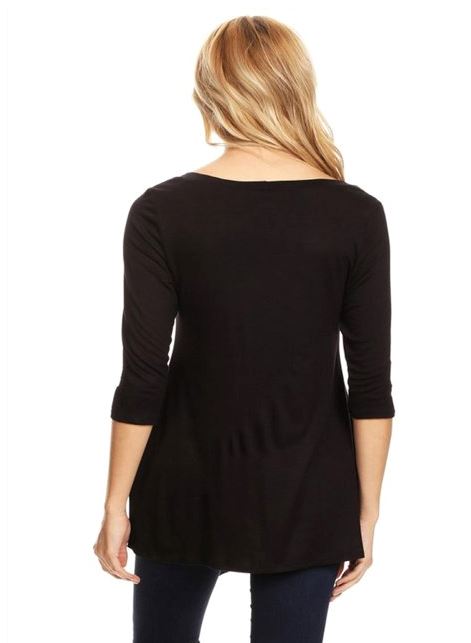 Womens High-Low Black Shirt | Side Button Long Tunic Top Tops MomMe and More 