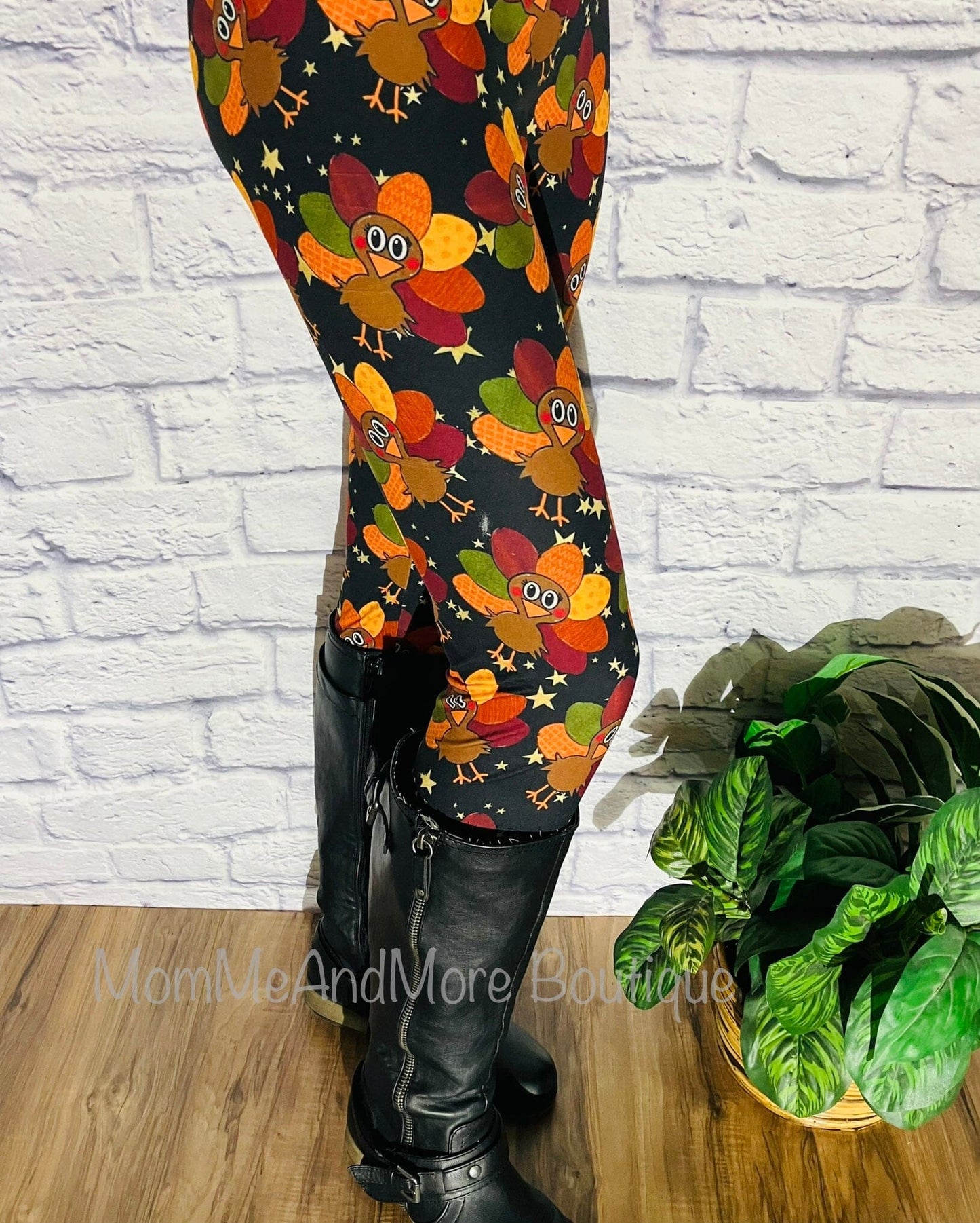 Womens Thanksgiving Turkey Leggings | Fall Yoga Pants | Footless Tights Leggings MomMe and More 