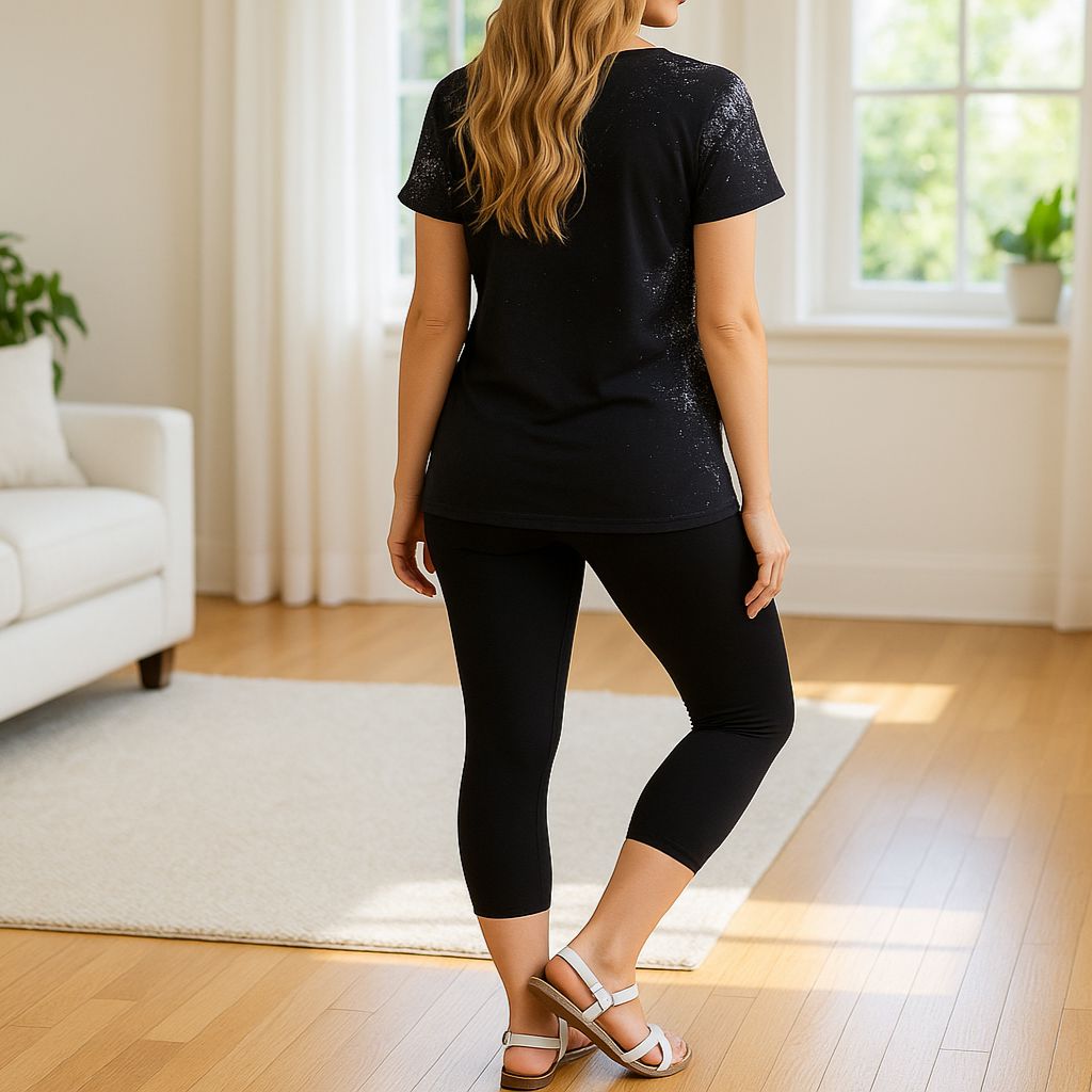 Womens Black Capri Leggings - High Waisted - Buttery Soft - Solid Black Leggings MomMe and More 