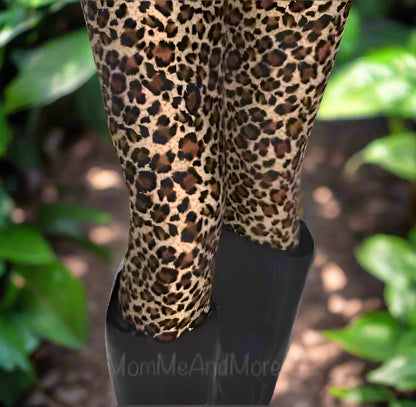 Womens Cheetah Leopard Leggings, Soft Yoga Pants, Sizes 0-18, No-Roll Waist, Brown/Black Leggings MomMe and More 
