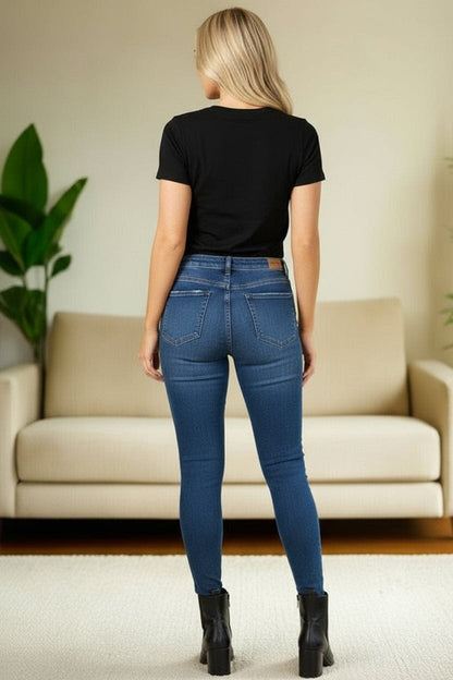 Womens Designer Jeans - Distressed Ripped - Ultimate Stretch - Dark Wash Jeans MomMe and More 