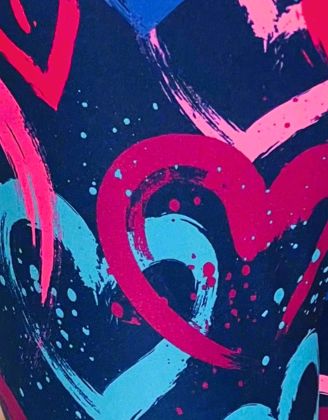 Womens Valentines Day Leggings - High Waisted - Buttery Soft - Purple Pink Hearts - OS/TC/TC2 Leggings MomMe and More 