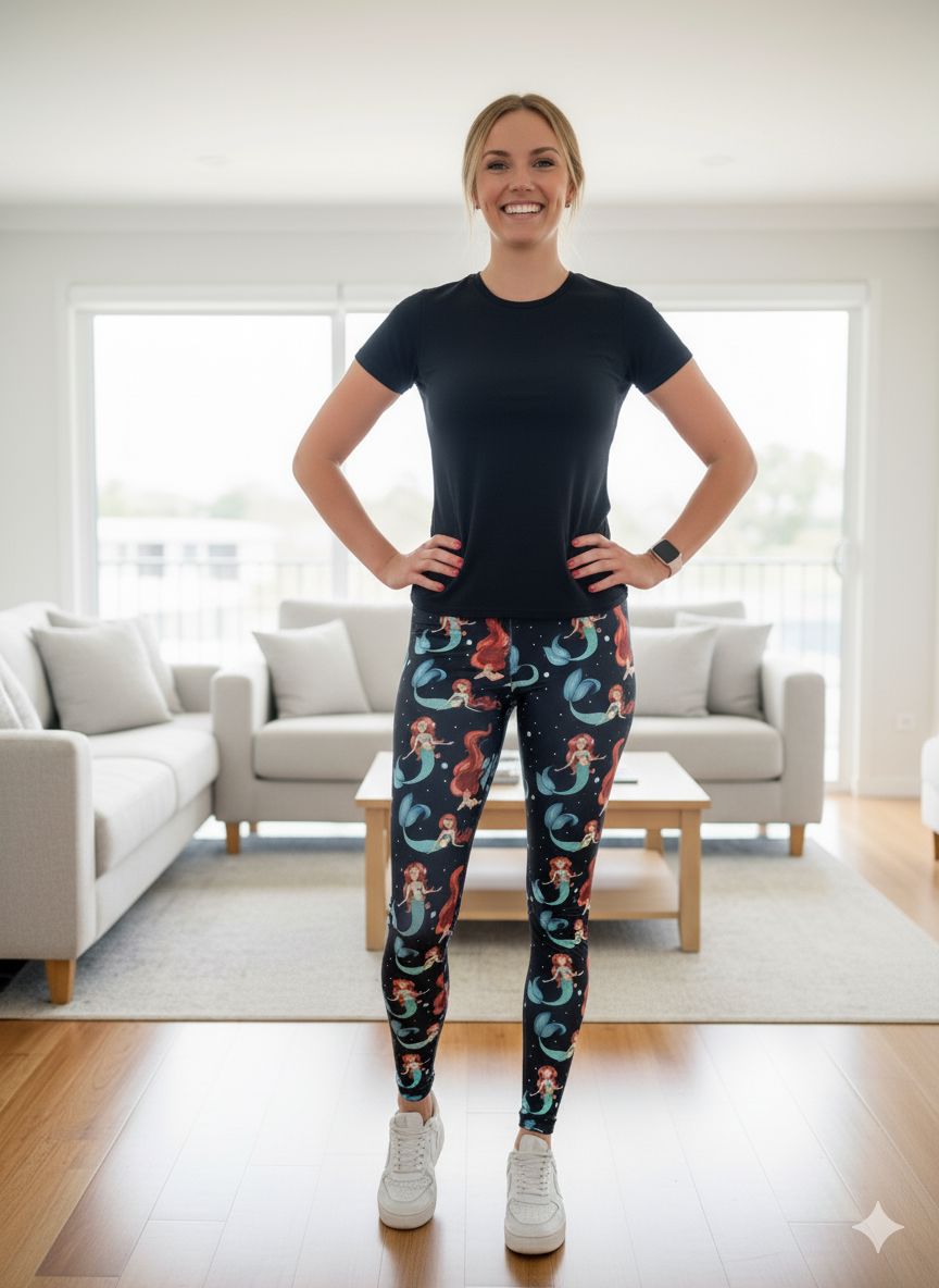 Womens Mermaid Leggings - High Waisted - Buttery Soft Yoga Pants - Black/Multi Leggings MomMe and More 