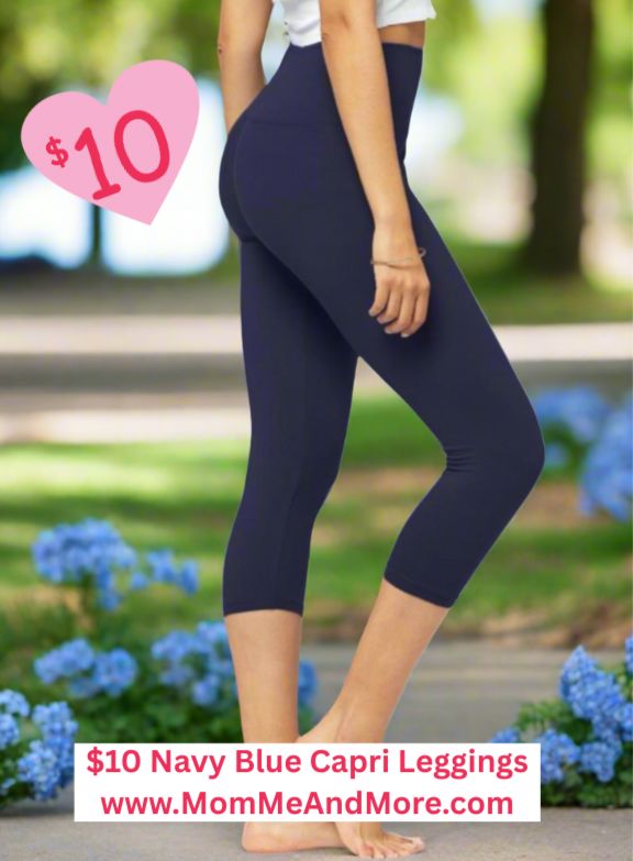 💥$10 Navy Blue Capri Leggings With Order! Use Code: 10CAPRI Leggings MomMe and More 0-12 Yoga Waist Blue
