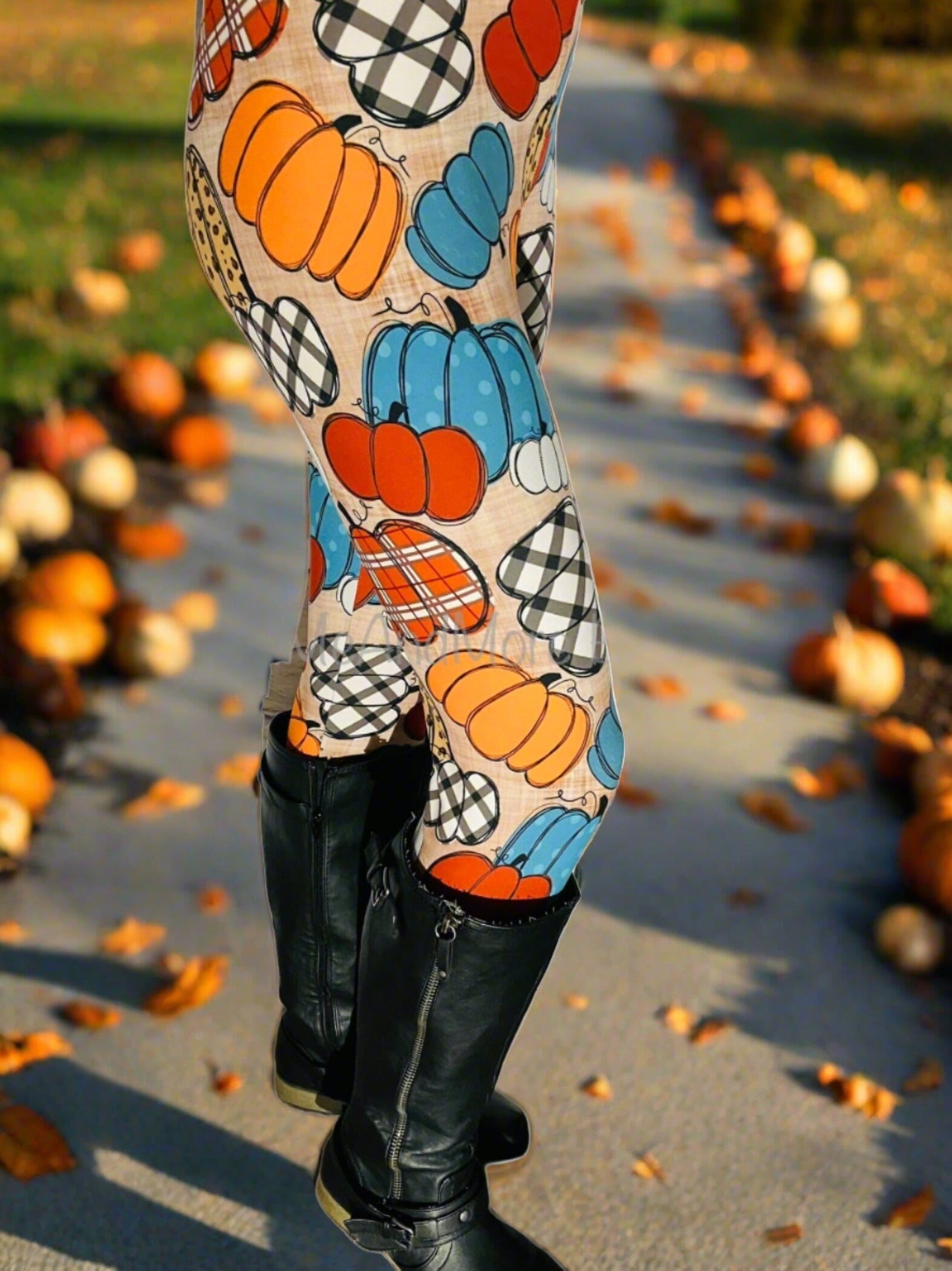 Womens Plaid Pumpkin Leggings, Soft Yoga Pants, Sizes 0-22, Exclusive Leggings Leggings MomMe and More 