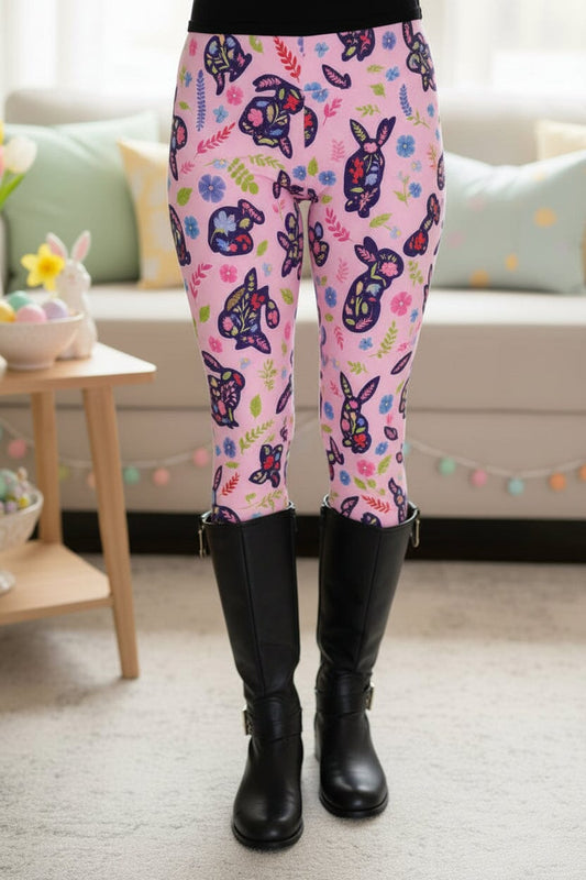 Womens Easter Leggings - High Waisted - Buttery Soft - Purple Leggings MomMe and More TC/12-20 Purple Yoga Waist