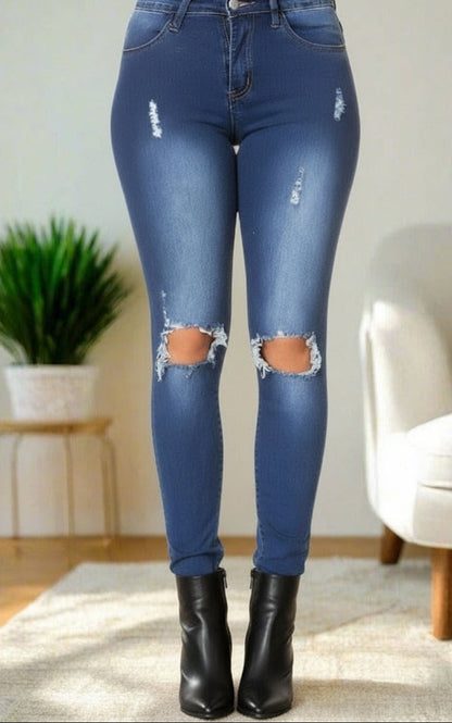 Ripped Jeans For Women and Juniors | Distressed Skinny Jeans | Dark Wash Denim Pants Jeans MomMe and More 