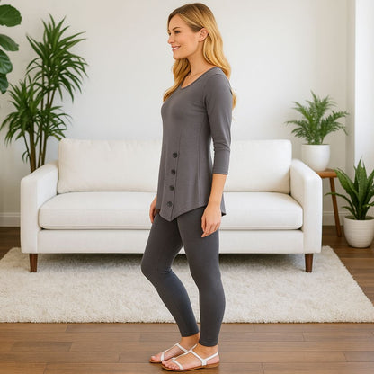 Womens Gray Leggings - High Waisted - Buttery Soft - Solid Gray Leggings MomMe and More 