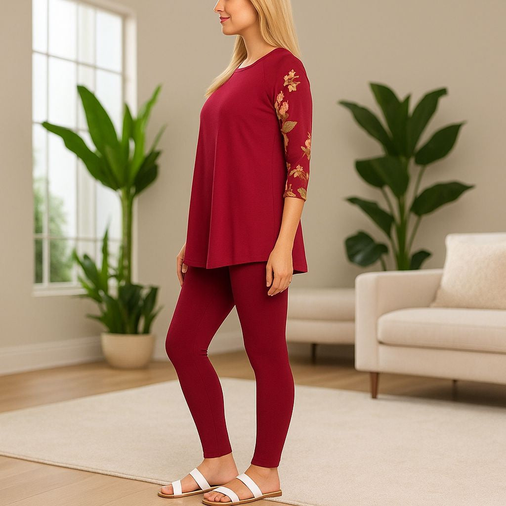 Womens Maroon Leggings - High Waisted - Buttery Soft Leggings MomMe and More 