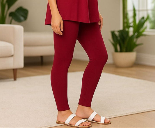 Womens Maroon Leggings - High Waisted - Buttery Soft Leggings MomMe and More 