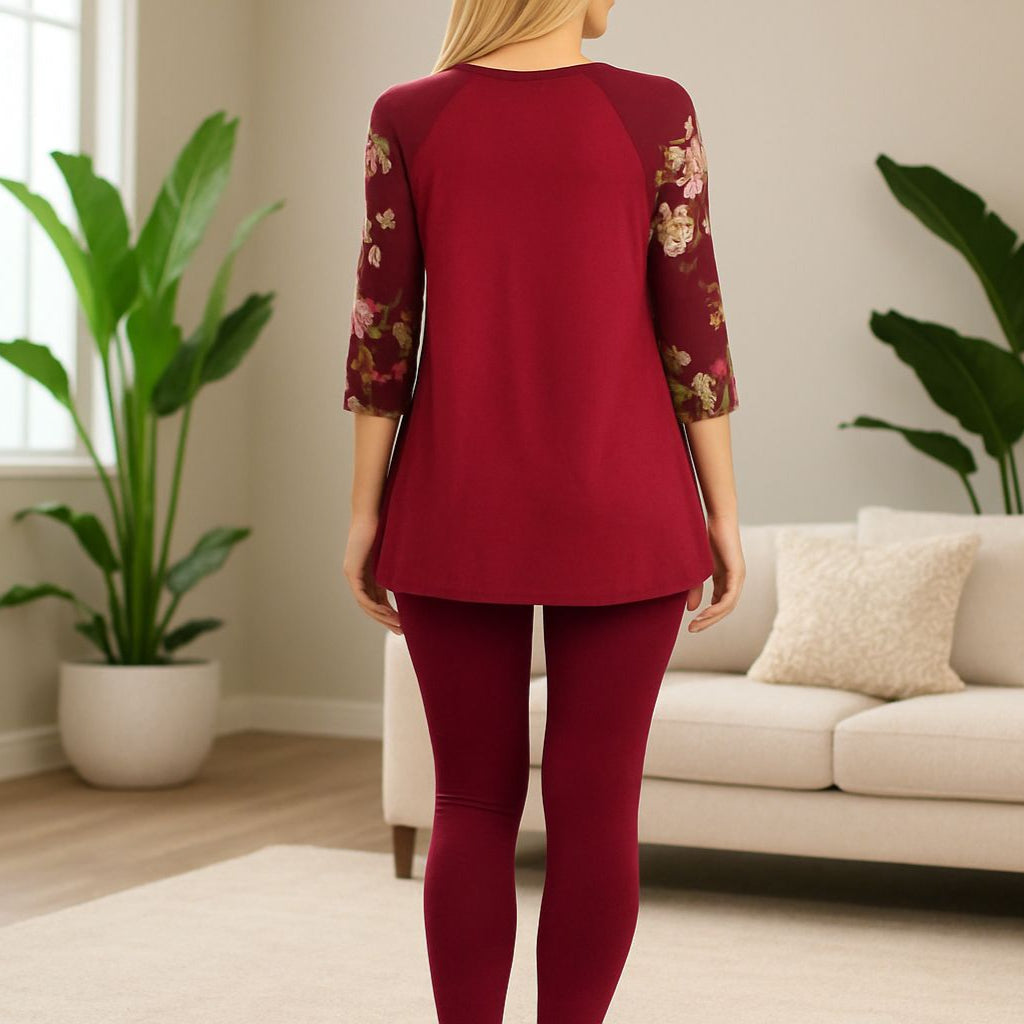 Womens Maroon Leggings - High Waisted - Buttery Soft Leggings - MomMe and More 