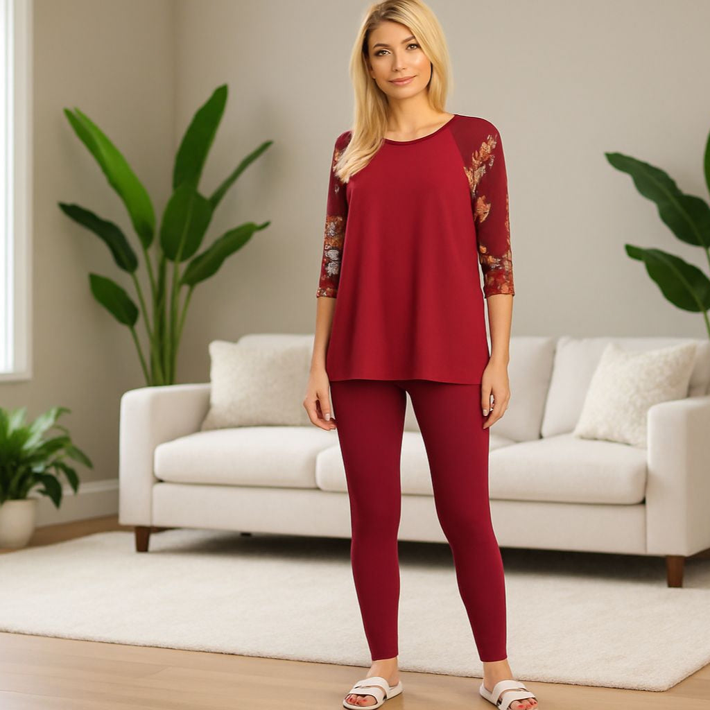Womens Maroon Leggings - High Waisted - Buttery Soft Leggings MomMe and More 