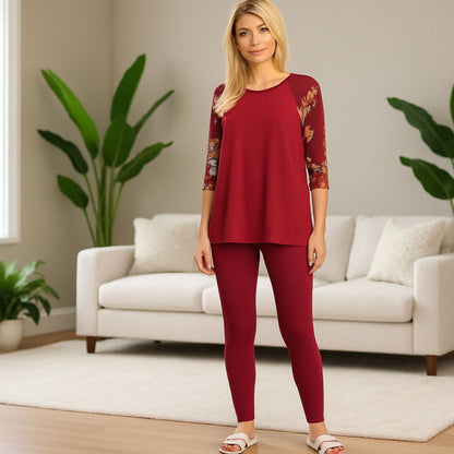 Womens Maroon Leggings - High Waisted - Buttery Soft Leggings MomMe and More 