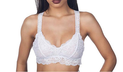 Womens White Lace Bralette, Racerback Style Bra, Sizes S/M/L/XL Bralette MomMe and More 