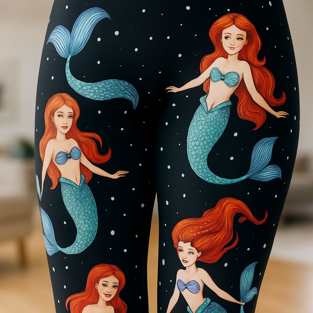 Womens Mermaid Leggings - High Waisted - Buttery Soft - Black/Red Leggings MomMe and More 