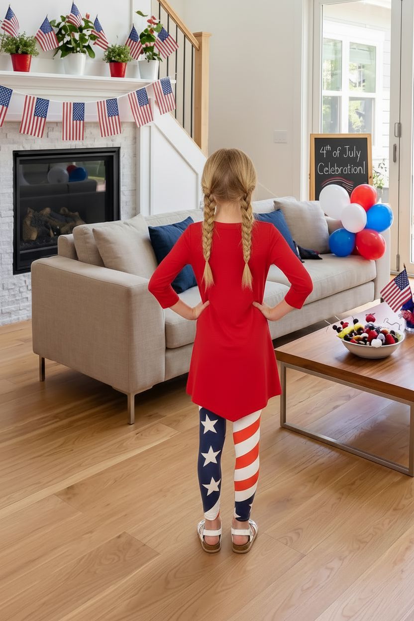 Girls American Flag Leggings - High Waisted - Buttery Soft - Yoga Pants - Red White Blue Leggings MomMe and More 