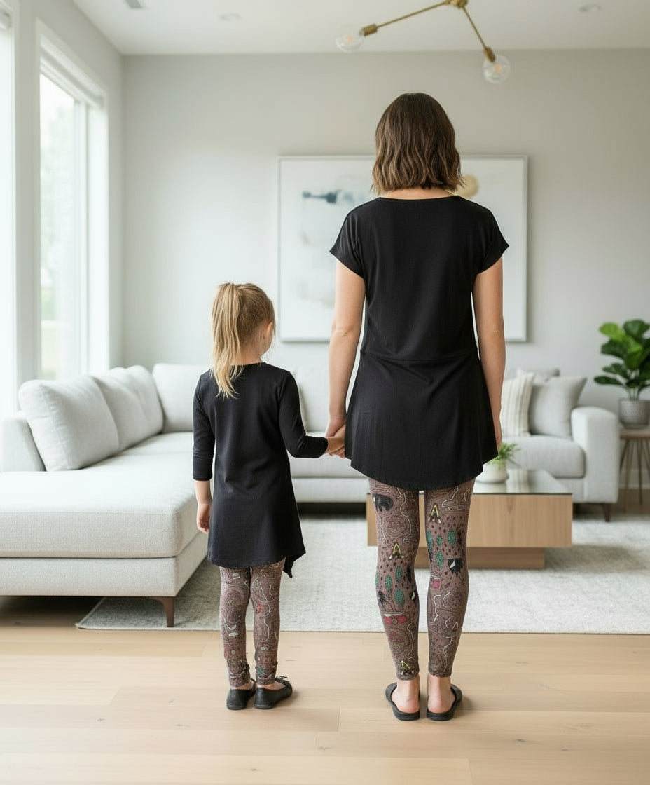 Womens Camper Bear Fox Owl Leggings, Soft Yoga Pants, Sizes 18-22, No-Roll Waist, Brown Leggings MomMe and More 