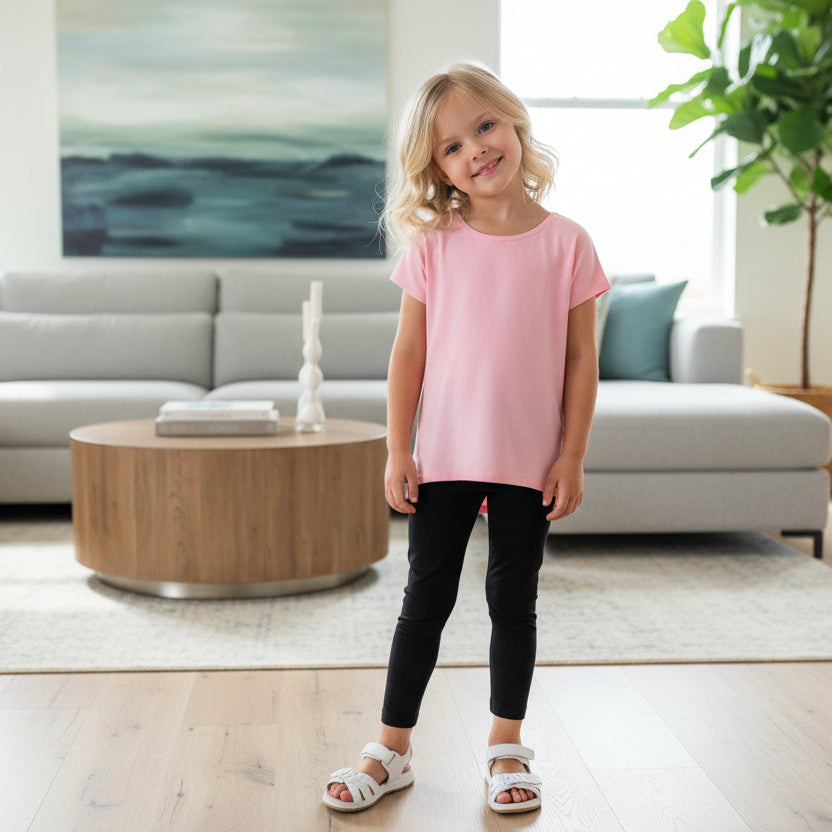 Girls Pink Top, Kids Short Sleeve Shirt, Sizes 6/8/10/12, Pink Tops MomMe and More 