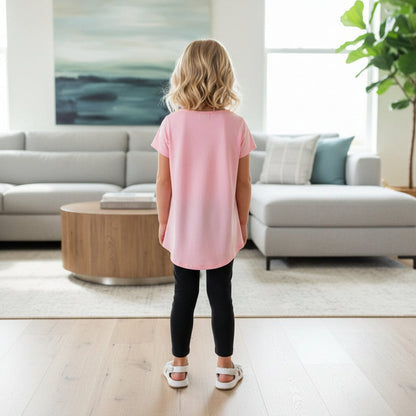 Girls Pink Top, Kids Short Sleeve Shirt, Sizes 6/8/10/12, Pink Tops MomMe and More 