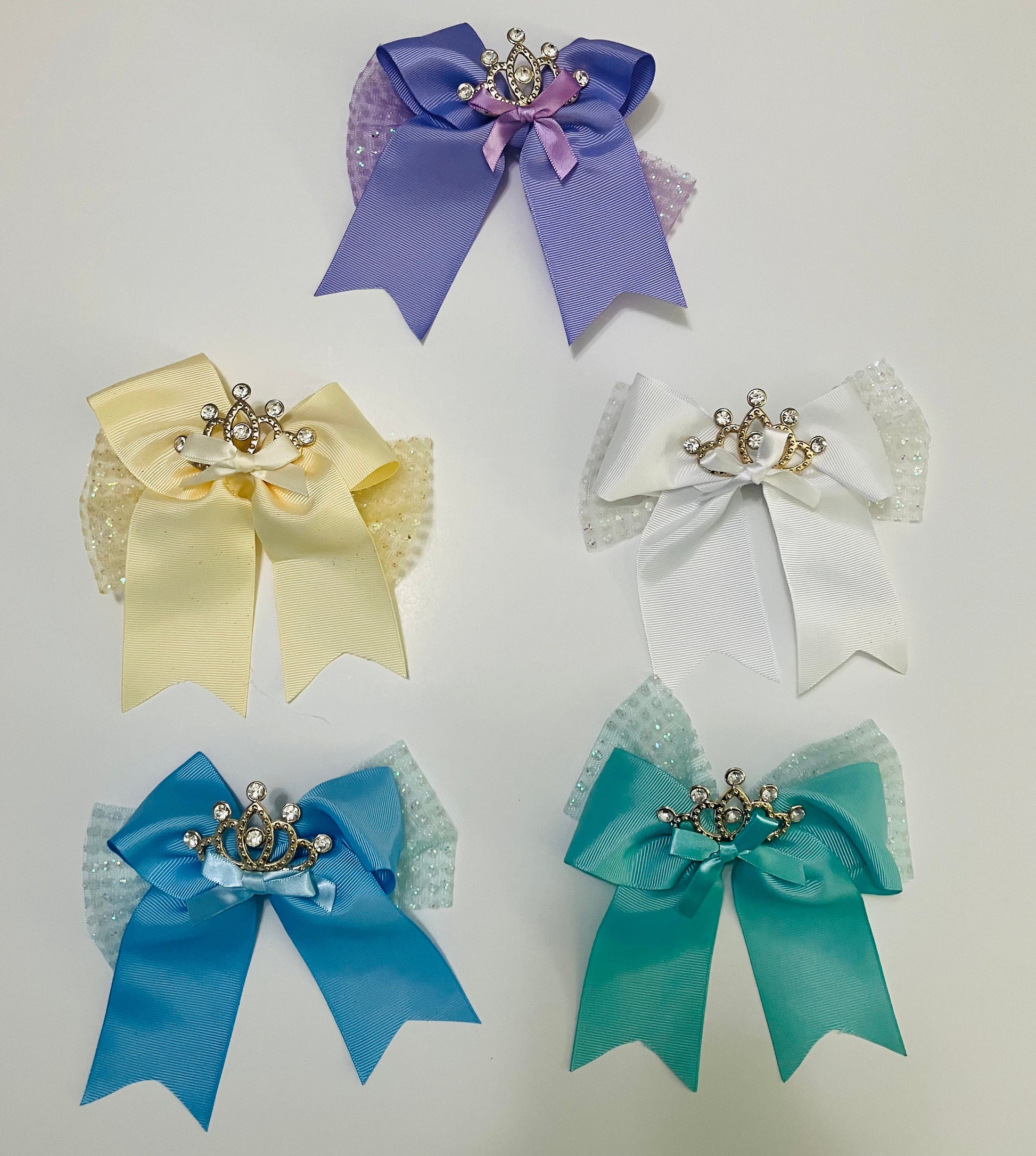 Girls Princess Tiara Hair Bow, Secure Alligator Clip Hair Bow MomMe and More 