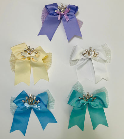 Girls Princess Tiara Hair Bow, Secure Alligator Clip Hair Bow MomMe and More 