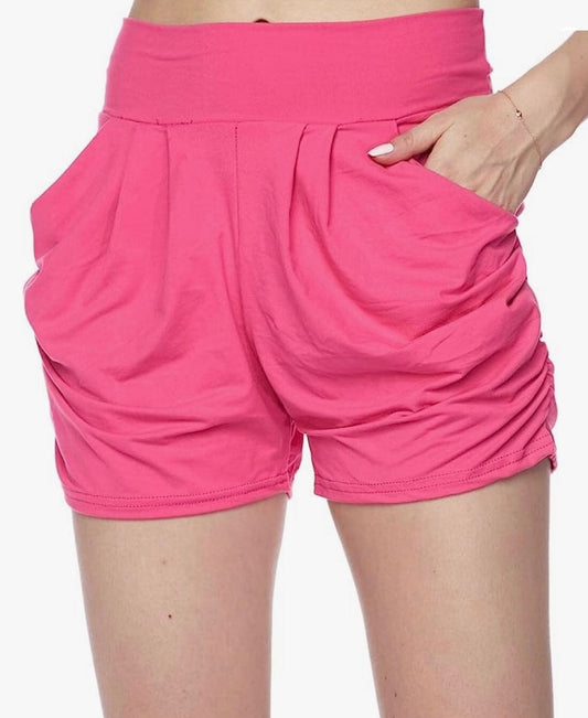 Womens Fuchsia Pink Harem Pocket Shorts, Yoga Shorts, Legging Shorts Shorts MomMe and More 