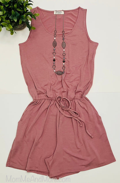 Womens Pink Tank Top Shorts Romper, Sleeveless Jumpsuit: Plus Size Jumpsuit MomMe and More 