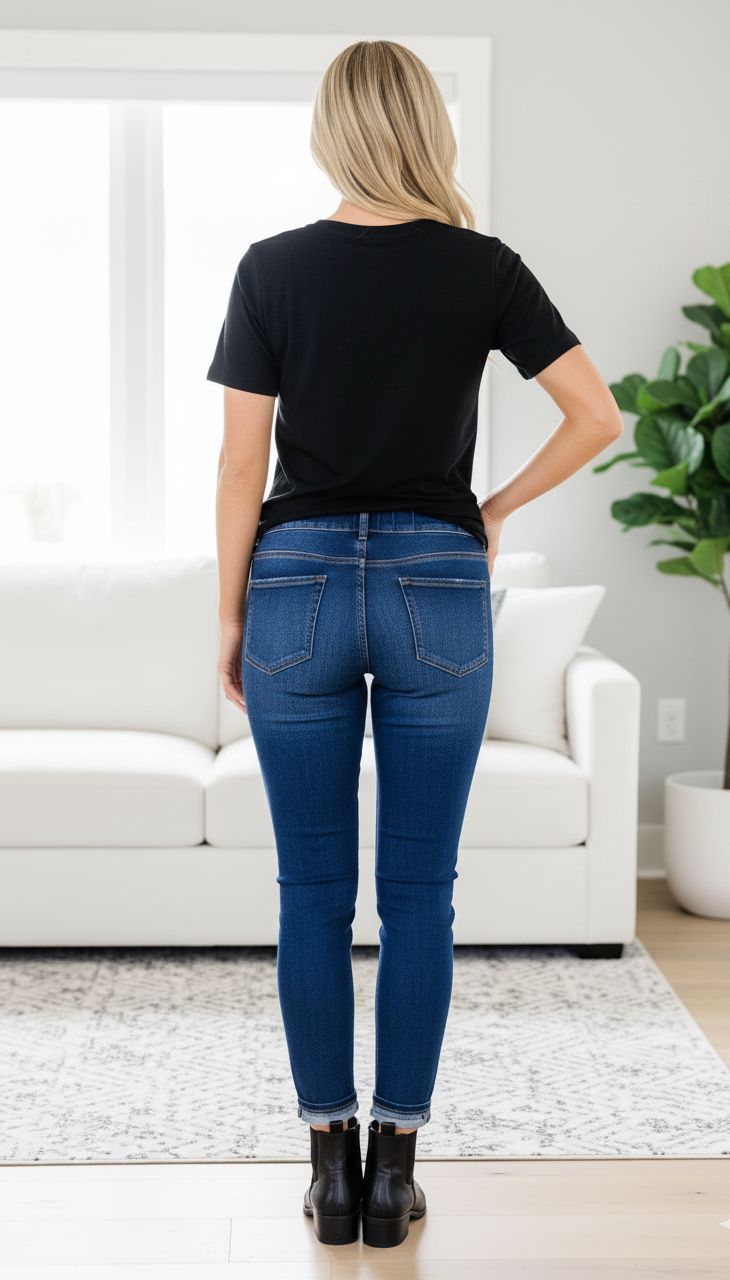 Womens Designer Ripped Jeggings - Mid Rise - Ultimate Stretch - Dark Wash - Pull On Style Jeans MomMe and More 