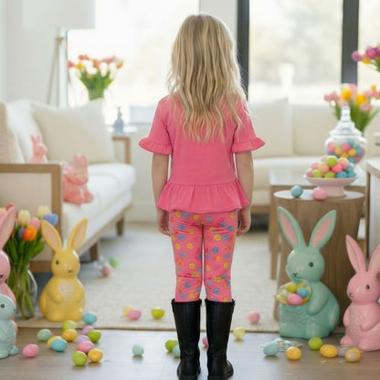 Girls Easter Leggings - High Waisted - Buttery Soft - Pink Leggings MomMe and More 