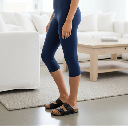 Navy Blue Capri, Leggings, High Waisted, Buttery Soft, Women’s Sizes OS/TC/TC2 Leggings MomMe and More 