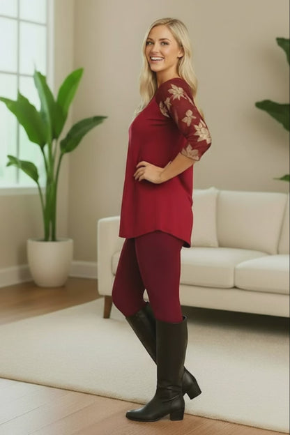 Womens Best Maroon Leggings - High Waisted - Buttery Soft Yoga Pants - Exclusive Leggings - OS/TC