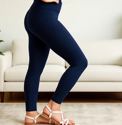 Womens Navy Blue Lux Leggings Video MomMe And More Boutique
