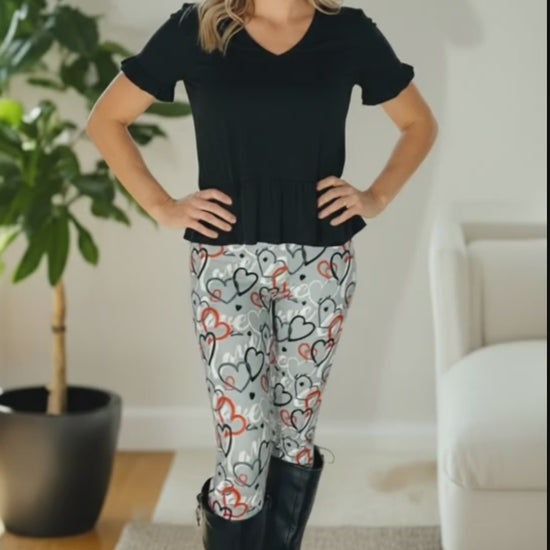 Womens Valentines Day Heart Leggings MomMe And More Boutique