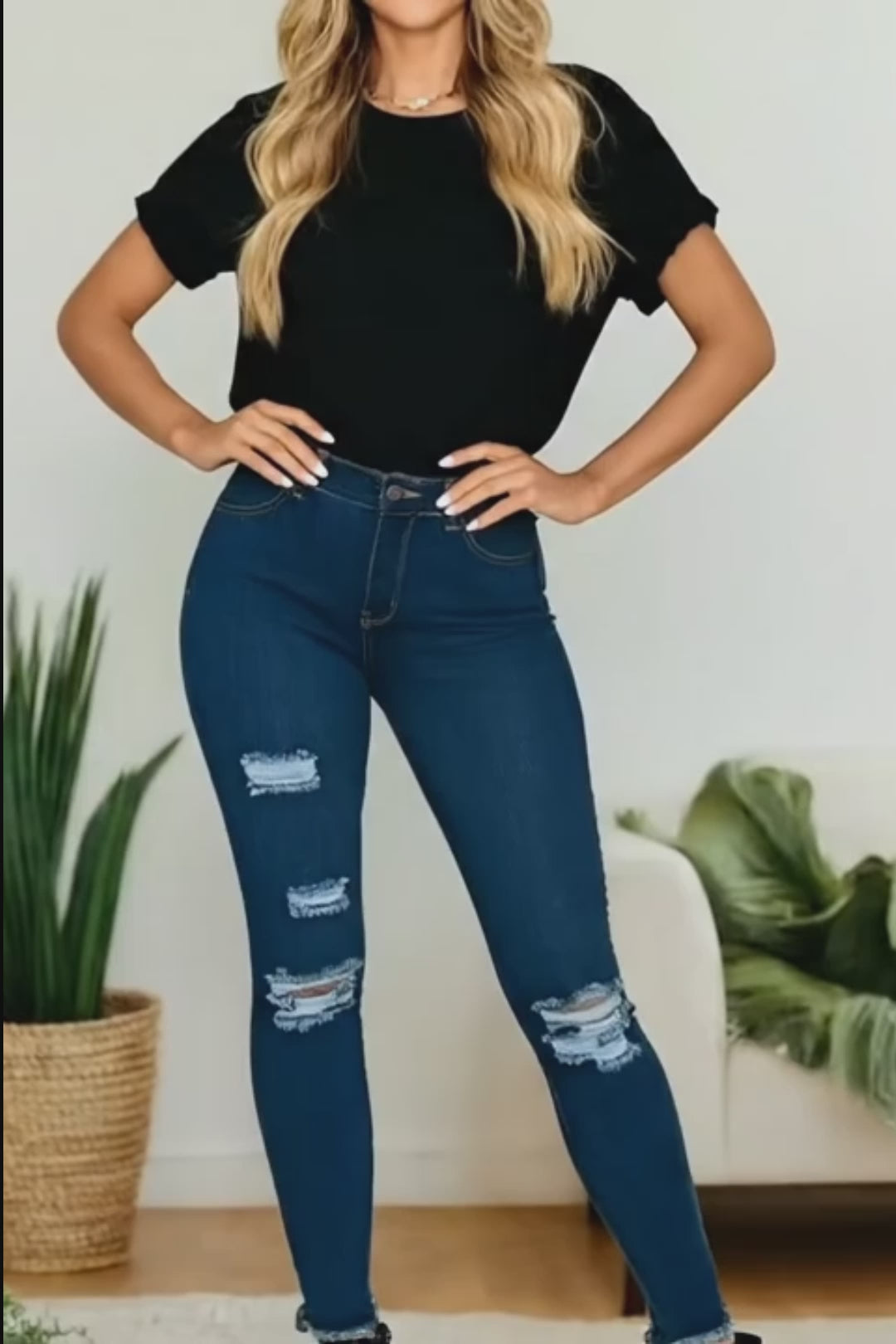 Designer Jeans Distressed Ripped Jeans for Women