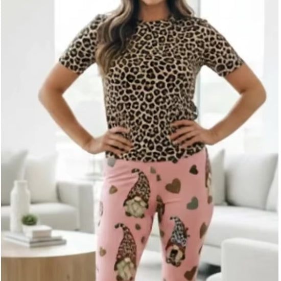 womens cheetah heart gnome leggings from MomMe And More Boutique