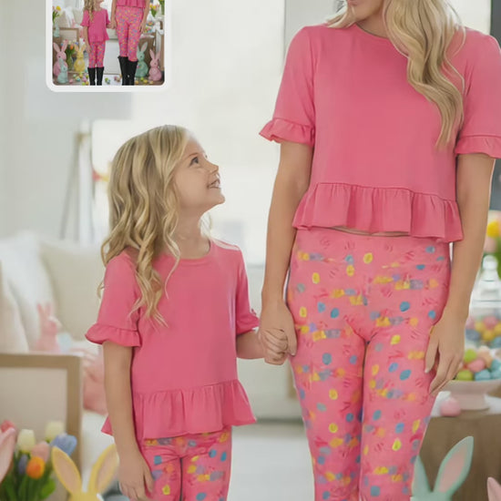 Matching Happy Easter Leggings for Women and Girls from MomMe And More Boutique